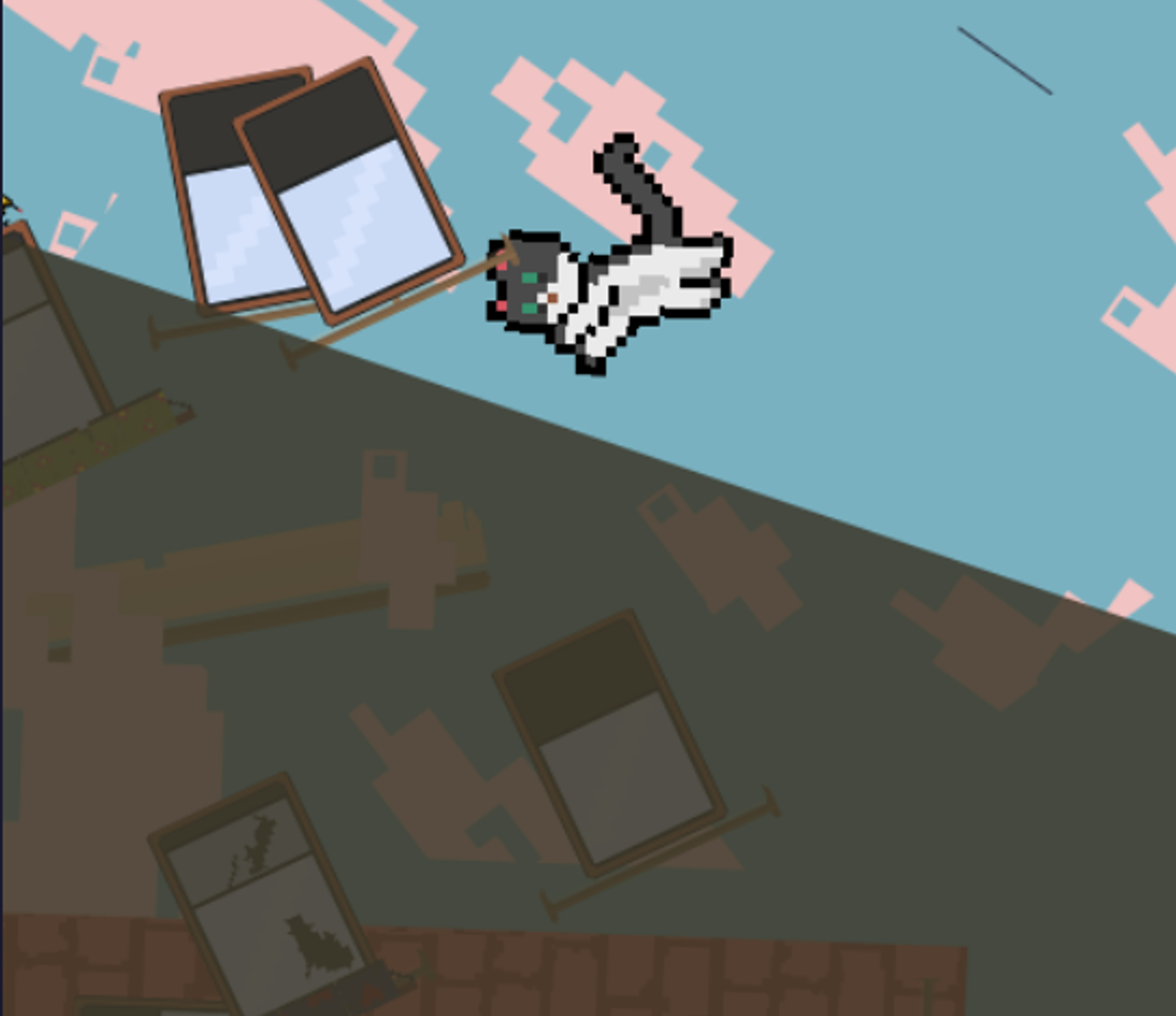 Soggy Moggy Pixel-Art-Screenshot mit der Katzenfigur im Sprung